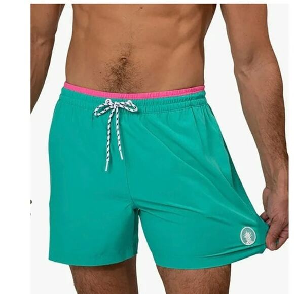 Chubbies mens swim trunks athletic shorts turquoice green blue size medium - Picture 3 of 8